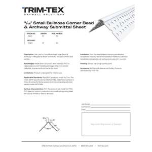 Preview of Small Bullnose Corner Bead Submittal Sheet R1
