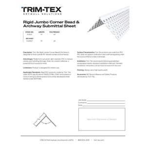 Preview of Rigid Jumbo Corner Bead and Archway Submittal Sheet R3