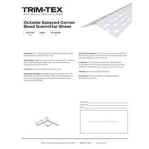 Preview of Outside Splayed Corner Bead Submittal Sheet R2