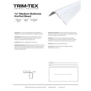 Preview of Medium Bullnose Kerfed Bead Submittal Sheet R3