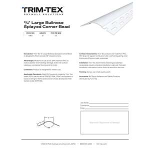 Preview of Large Bullnose Splayed Corner Bead Submittal Sheet R2