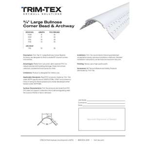 Preview of Large Bullnose Corner Bead and Archway Submittal Sheet R2